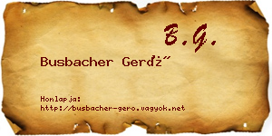 Busbacher Gerő névjegykártya